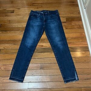 AG from Anthropologie Stevie Blue Mid Rise Slim Straight Jeans Capri Size 27